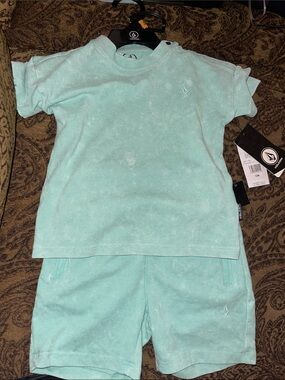 Volcom Kids' Mint Green Shorts Set